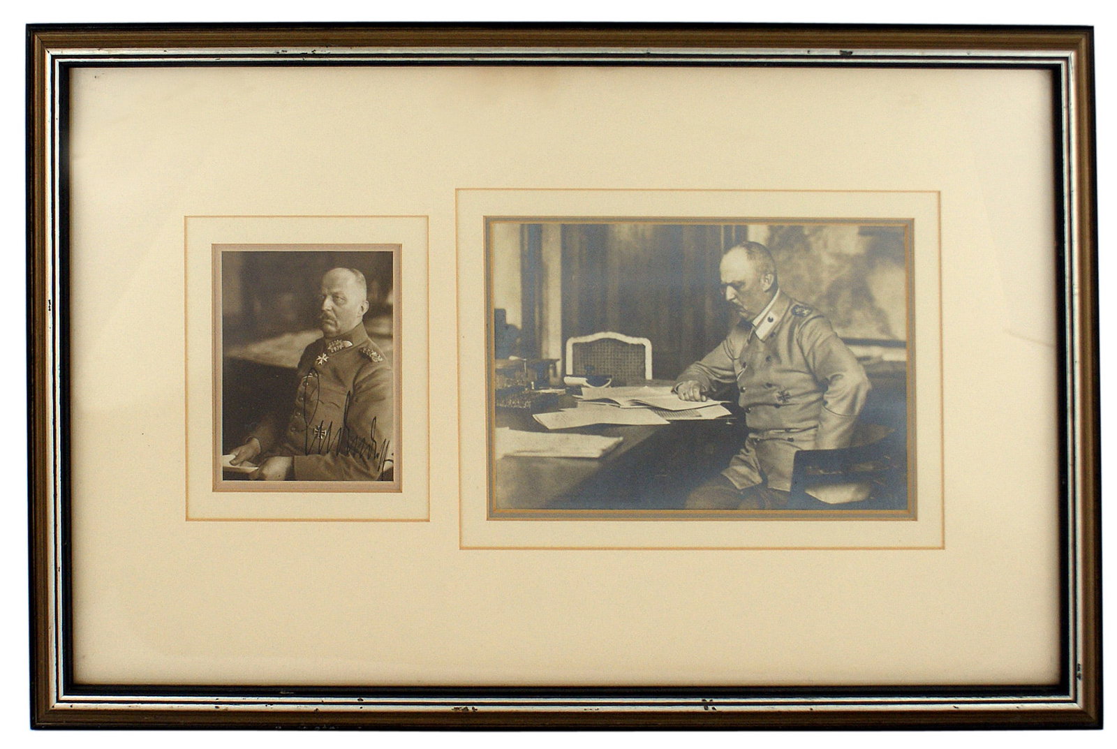 2 WWI photos signed Erich Friedrich Ludendorff: L-005 Lot of 2 photos of Erich Friedrich Wilhelm Ludendorff, WWI victor of the Battles of Liege and Tannenberg, right hand policymaker for Paul Hindenburg, supporters of the Kapp Putsch and Hitler's 1
