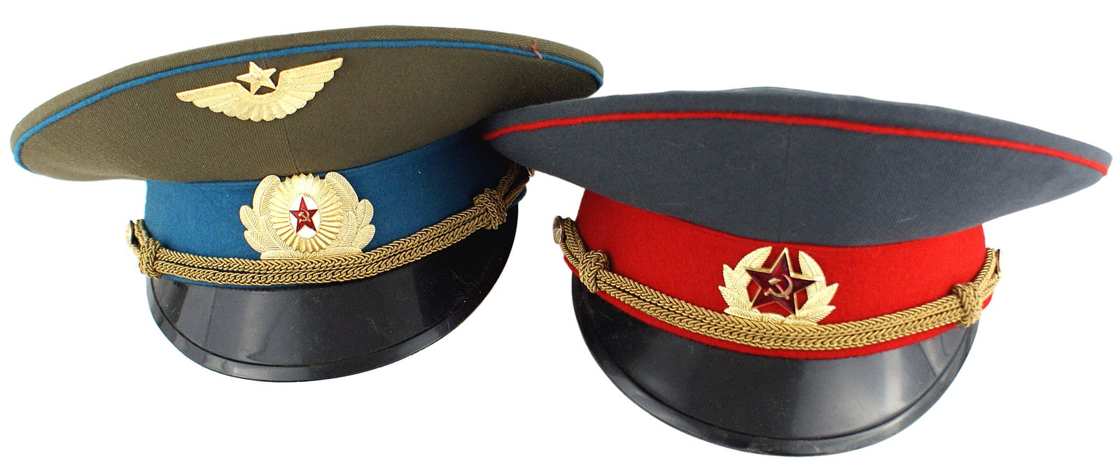 Lot of 2 Russian Soviet officers peaked caps (1 of 2)