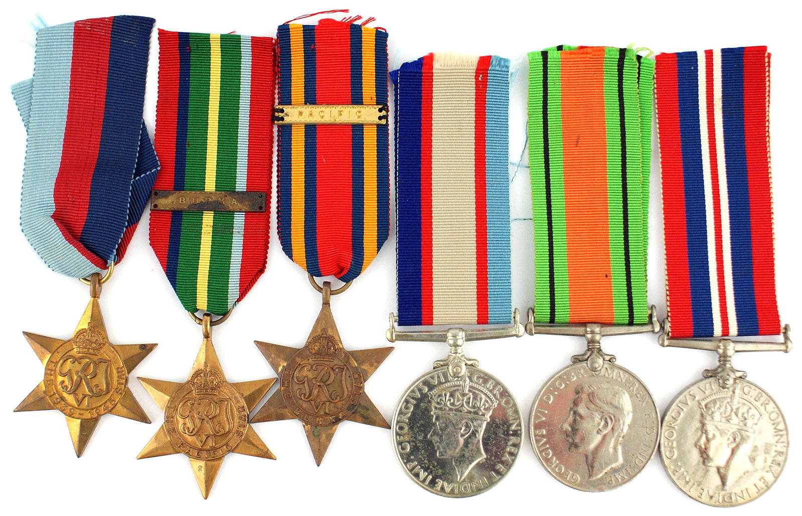Great Britain group of 6 WWII medals Pacific Star (1 of 2)