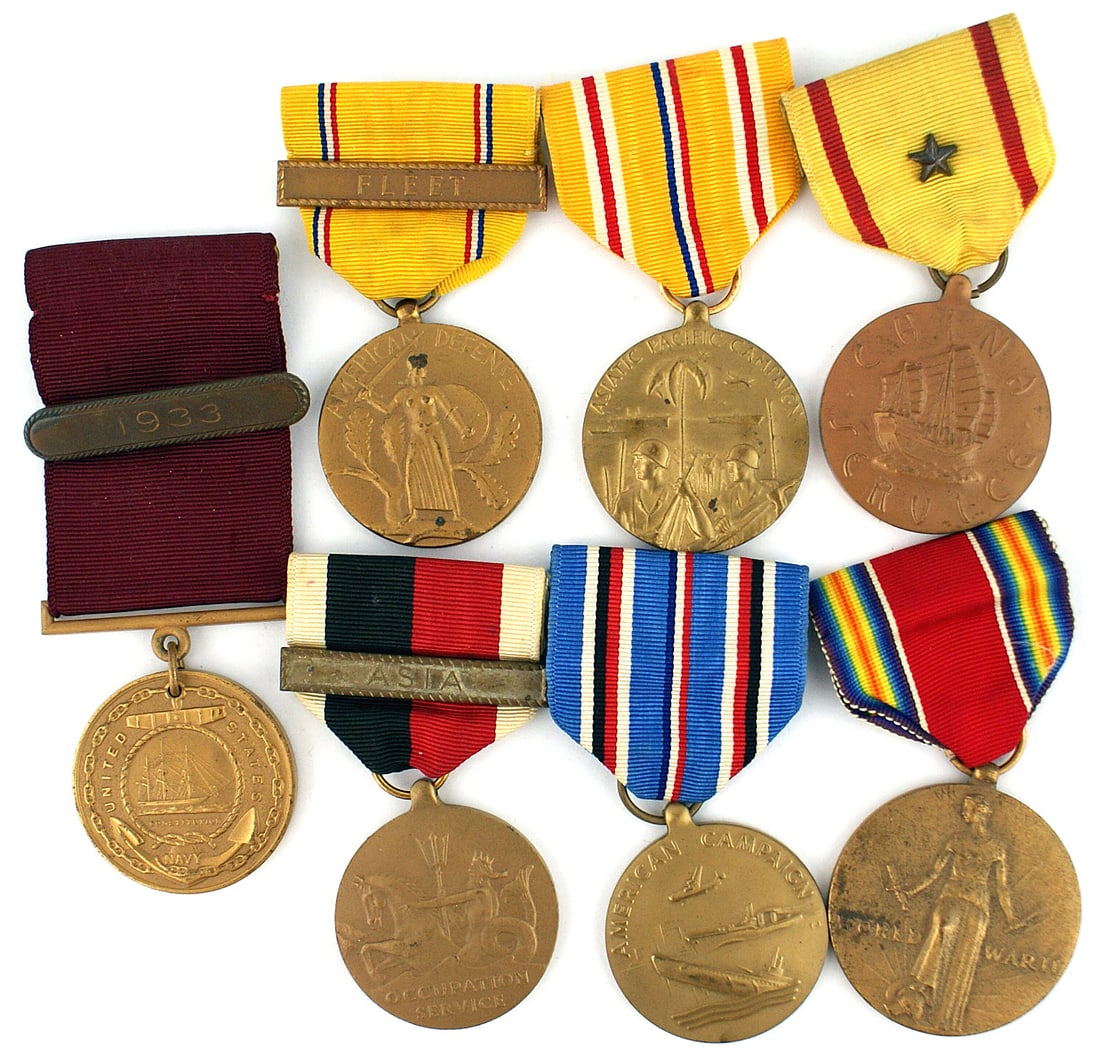 7 medals given to a Navy career veteran of WWII (1 of 2)