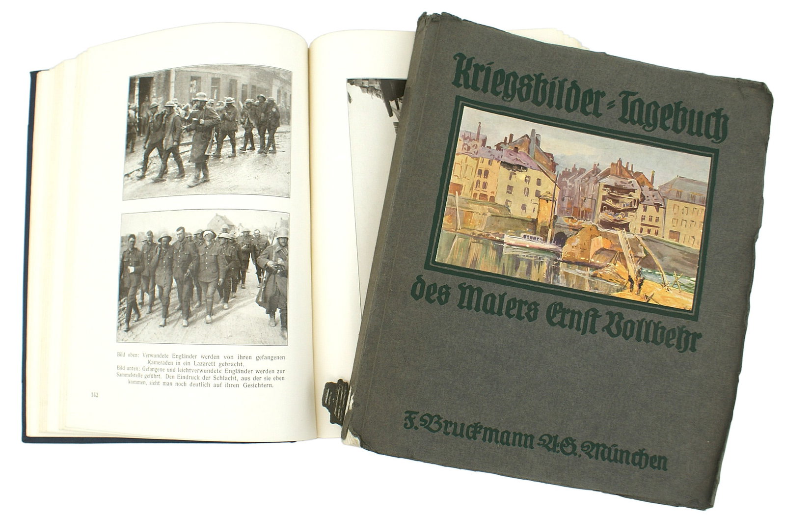 2 German WWI books Kriegsbilder: I-002 Lot of 2 "Kriegsbilder - Tagebuch des Malers Ernst Vollbehr". 1915 published soft cover on the Army war artist. Vollbehr's depiction of 72 of his views (many in color) of the war, along with man