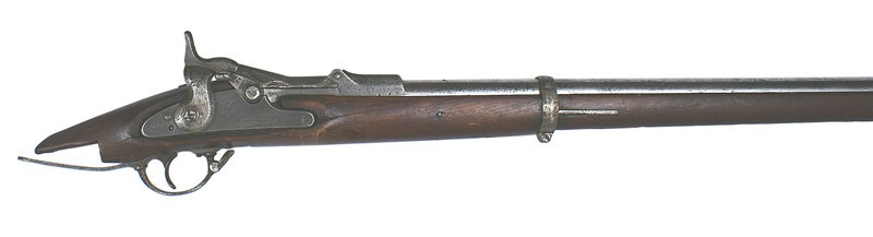 U.S. Model 1868 Springfield Trapdoor Rifle: M-20 Model 1868 U.S. Springfield "Trapdoor" Rifle. Designed by Erskine S. Allin this conversion served as the benchmark for single shot rifles until 1890. Lockplate marked with an eagle, "U.S. SPRINGF