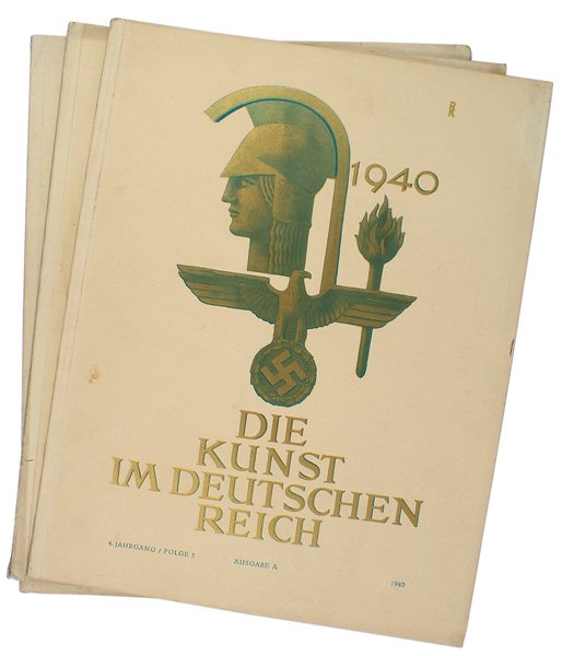 Lot 3 issues DIE KUNST IM DEUTSCHEN REICH: I-12 Lot of 3 issues of "DIE KUNST IM DEUTSCHEN REICH": (1) August/Sept. 1940 - portrait of Hitler by Conrad Hommel; war art of Claus Bergen, Franz Eichhorst, Edward Thony; and various artists and scu