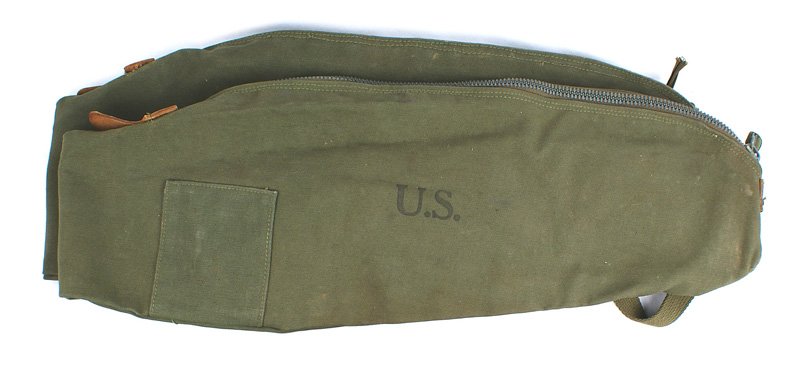 Lot 2 U.S. WWII M1 carbine carrying bags: M-043 Lot of 2 U.S. WWII M1 carbine carrying bags. Marked "US". Half-zippered canvas bag with a shoulder strap. About II