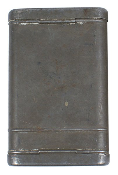 German WWII K-98 cleaning kit: M-094 German WWII K-98 cleaning kit. Metal can with oiler, chain and brush. Marked "G. Appel 1938". II