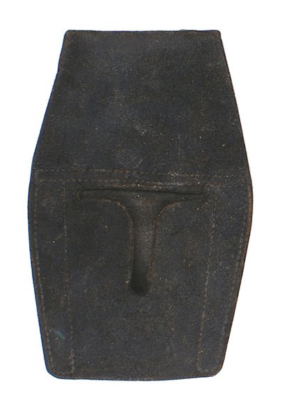 Civil War frog for the Navy cutlass sword: K-082 Civil War black leather frog for the Navy cutlass. 1 1/2" wide channel to accommodate the scabbard stud. Belt loop at top. II