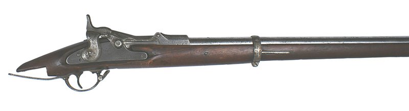Model 1868 U.S. Springfield trapdoor Rifle: M-009 Model 1868 U.S. Springfield "Trapdoor" Rifle. Designed by Erskine S. Allin, this conversion served as the benchmark for single shot rifles until 1890. Lockplate marked with an eagle, "U.S. SPRIN
