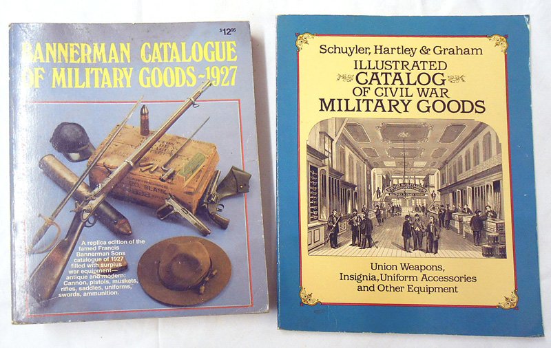 Lot 2 Bannerman Catalogue etc reference book: I-149 Lot of 2: (1) "Bannerman Catalogue of Military Goods - 1927". Soft cover. 372 pages. (2) "ILLUSTRATED CATALOGUE OF CIVIL WAR MILITARY GOODS - Union weapons, Insignia, Uniform accessories and Oth