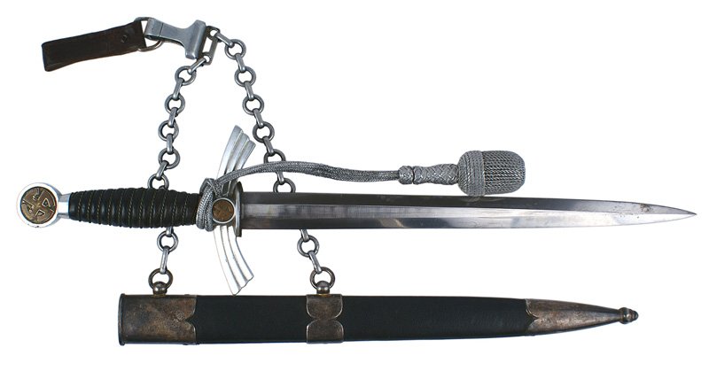 German WWII Luftwaffe 1st Model dagger: D-013 German WWII Luftwaffe 1st Model dagger. But with an aluminum pommel and crossguard. Wire wrapped grip is intact. 12 1/8" blade is about excellent. Maker marked "RICH A. HERDER - SOLINGEN". Age t