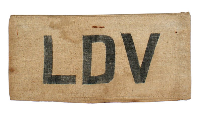 German WWI unknown armband LDV: H-129 German WWI unknown armband. Black printed "LDV" on an aged toned white field - with some foxing. Possibly related to the "Landwehr" (reserves). II