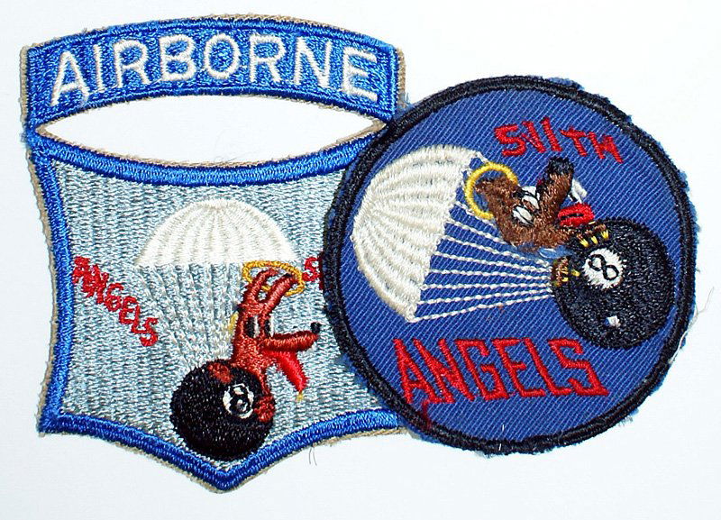 Lot of 2 U.S. WWII 511th A/B patches: H-130 Lot of 2 U.S. WWII 511th A/B Inf. Regt. shoulder "patches": 1st (round - was removed from a tunic), and 2nd type with flash. Scarce. II