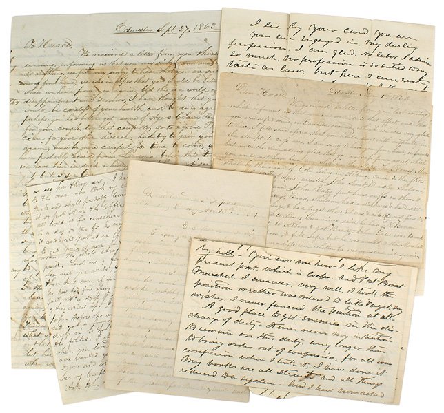 Lot of 5 miscellaneous Civil War letters: K-015 Lot of five miscellaneous Civil War letters: (1) Written from the 10th New York Cavalry on November 13, 1864. The writer, Edwin L. Burdick mentions two men as good soldiers. One of them "took th