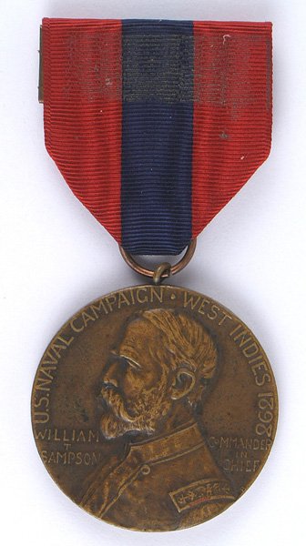 U.S. Sampson Medal: B-284 Sampson Medal. As above, but with "MATANZAS-APRIL 27" on the reverse. Rim is officially hand engraved "WALTER G. CREELMAN. C.P.". (The Matnzas April 27 reverse was a phase II authorization with 