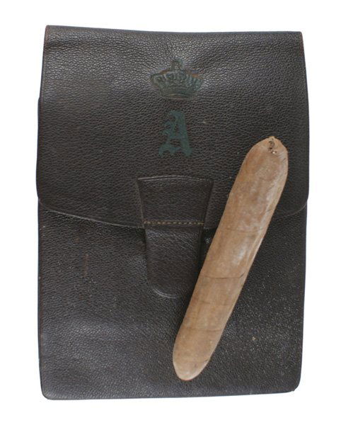 Custom cigar case Adalbert of Prussia: A-005 Custom made pebbled leather cigar case - embossed with the monogram of Prince Adalbert of Prussia. A crowned cypher "A" was the personal used representation on the property of Kaiser Wilhelm's s