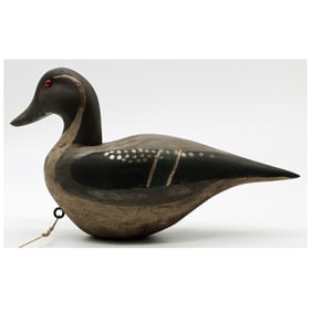 Working Pintail Drake Duck Decoy, Red Eyes & Weight, J. D. Romine Owner's Plate