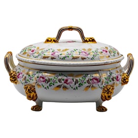 Regency Derby Porcelain Soup Tureen with Cover, Lion Masks & Paw Feet, c. 1815-1830