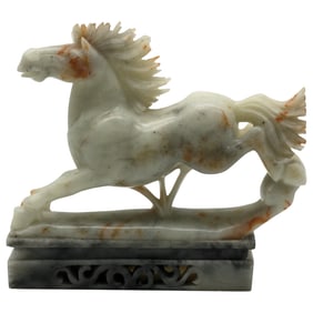 Chinese Soapstone Horse on Stand