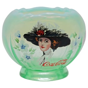 Fenton for Coca-Cola Hand-Painted Mini Rose Bowl/Vase