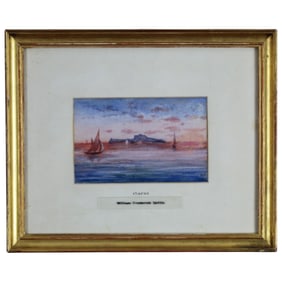 Capri Watercolor in Gilt Frame, in the style of William Frederick Settle (British, 1821-1897)