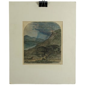 1863 Hand-Colored Civil War Wood Engraving, Lookout Mountain, Tennessee