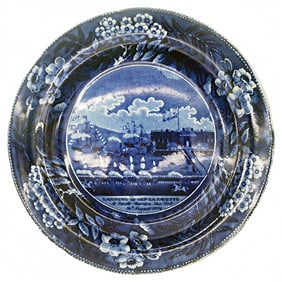Antique Clews Staffordshire Landing of Gen. Lafayette Plate - c. 1824