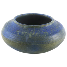 Shearwater Pottery Blue Stoneware Bowl, Signed, c. 1970s