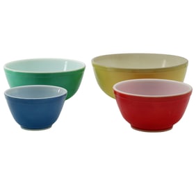 Early Pyrex Primary Colors Mixing Bowls - 4-Piece Unnumbered Set