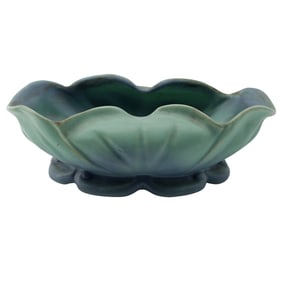 Weller Art Pottery LIDO Console Bowl, Matte Aqua Blue Glaze c. 1935