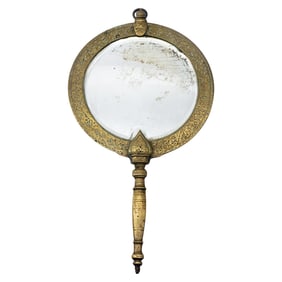 Antique Tiffany & Co. Aesthetic Movement Gilt Brass Hand Mirror, Signed