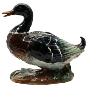 Jerome Massier Fils Majolica Mallard Duck - French Barbotine Pottery