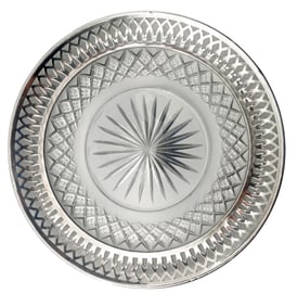 ABP Cut Glass 9" Plate with Reticulated Sterling Rim by E.G. Webster, c. 1910s-1920s