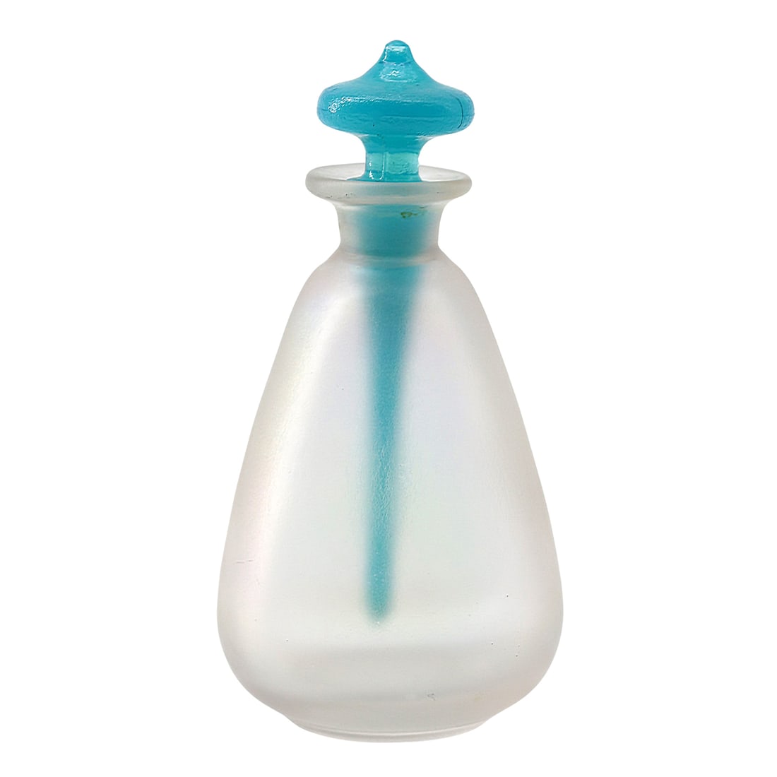 Steuben Verre de Soie Perfume Bottle: Iridescent Satin Art Glass, Turquoise Stopper (1 of 4)