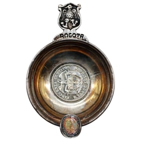 1934 Colombian 900 Silver Ashtray: Bogota Souvenir Coin Dish