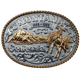Montana Silversmiths Montana Centennial 1889-1989 Belt Buckle