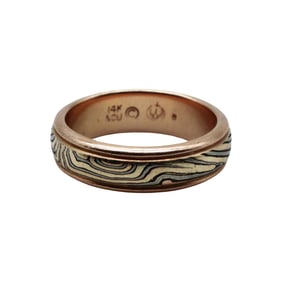 George Sawyer Mokume Gane Band: 14K Rose Gold, Sterling Silver & Copper