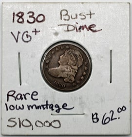 1830 Capped Bust Dime - VG (Very Good), Early U.S. Silver