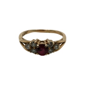 14K Ruby & Diamond Split-Shoulder Ring