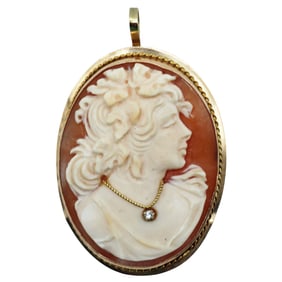 14k Italian Shell Cameo Brooch