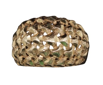 Retro 14K Gold Basket-Weave Dome Ring