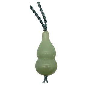 Nephrite Jade Hulu (Gourd) Pendant on Hand-Knotted Cord