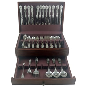 Gorham Sterling Silver Flatware Set for 12 - King Edward Pattern, 1936, with Chest