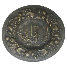 Antique 19th-Century Bronze Platter with Eagle Motif