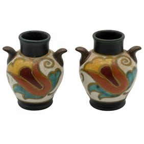 Rare 1926 Gouda Holland Miniature Twin-Handled Jars