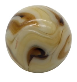 Vintage Brown & Cream Swirl Handmade Marble - c. 1930s-1950s