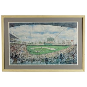 Hand-Signed Wrigley Field Lithograph: Cubs vs. Pirates