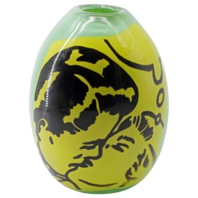 Pop Art Blown Glass Vase Signed Michael S - Comic Style