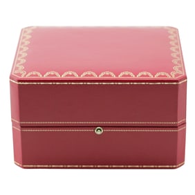 Authentic Cartier Watch Presentation Box in Red Leather with Gold Trim