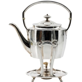 Sterling Silver Kettle on Stand by Arthur Hartwell for Arthur Stone Shop