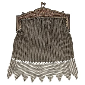 Antique Metal Mesh Purse with Ornate Frame