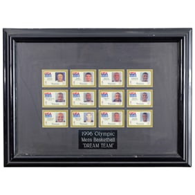 Official 1996 Olympic Venue Pass Plaque - Shaq, Pippen, Barkley, etc.